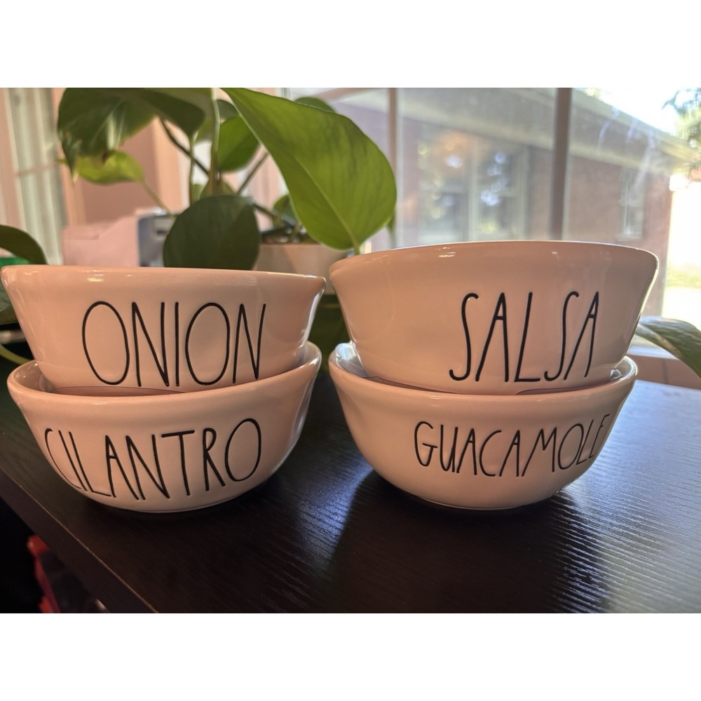 Rae Dunn Salsa Guacamole Cilantro Onion Ceramic BOWL SET of 4‎ Taco Tuesday